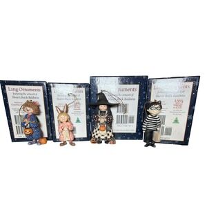 (4) LANG WISE Sherri Buck Baldwin Ornaments Witch Rabbit Clown (Masked Cat FREE)
